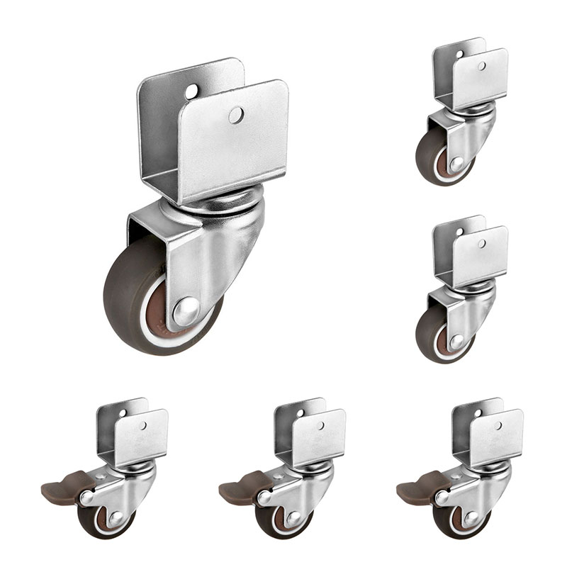 Kółka meblowe, wspornik w kształcie litery U